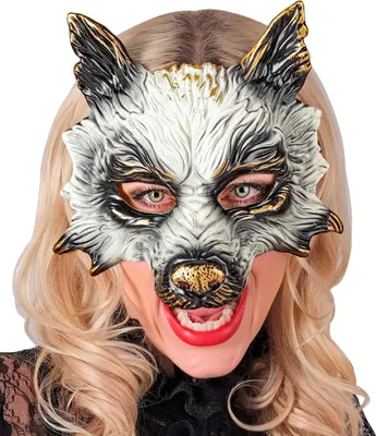 Image de Masque de loup pour adultes or-gris - taille unique