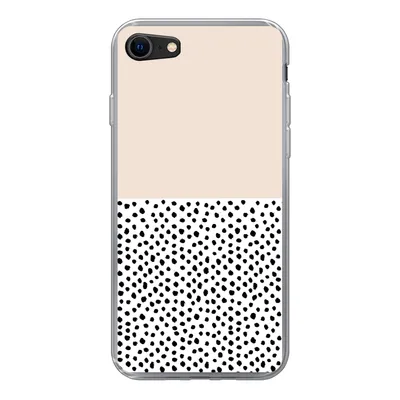 Produktbild von MuchoWow® Handyhülle Schutzhülle Hülle für iPhone SE 2020 Polka dots - Weiß - Schwarz Silikon Softcase Handy Hülle - Kartenbesitzer