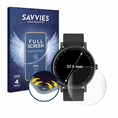 Produktbild von 4x Savvies Fullscreen Schutzfolie für Kreisrunde Displays (ø: 37 mm) Displayschutz Folie Fullcover Klar Transparent