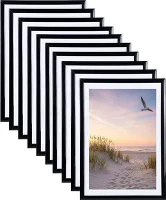Produktbild von Set Bilderrahmen 21x29,7 DIN A4 Fotorahmen aus Kunststoff Bilder Foto Posterrahmen Collage Wanddeko AC-6 - Farbe: 10er Pack Schwarz