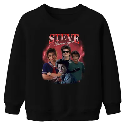 Produktbild von Steve Harrington Stranger Serienfan Geschenk Kinder Sweatshirt Pullover, Schwarz, 152