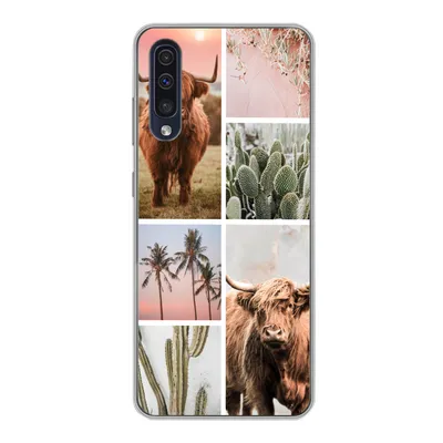 Produktbild von MuchoWow® Handyhülle Schutzhülle Hülle für Samsung Galaxy A30s Schottischer Highlander - Sukkulente - Pastell Silikon Softcase Handy Hülle - Karteninhaber