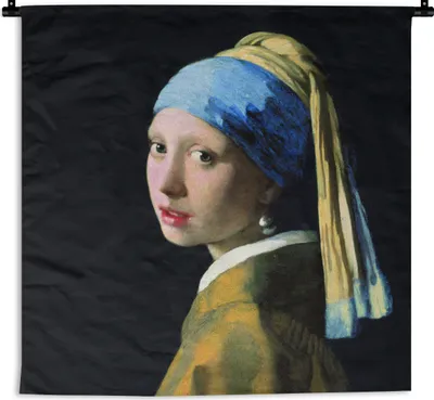 Produktbild von MuchoWow® Wandteppich Wandbehang Das Mädchen mit dem Perlenohrring - Johannes Vermeer 150x150 cm Tapisserie Dekoration Wandtuch - Wohnaccessoires - Modernes