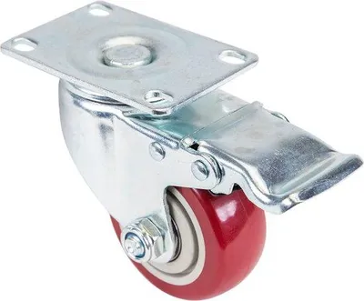 Productafbeelding van Famanu zware lastrollen met rem, gemaakt van polyurethaan, 4 stuks, 75 mm diameter, draagvermogen tot 400 kg, rood