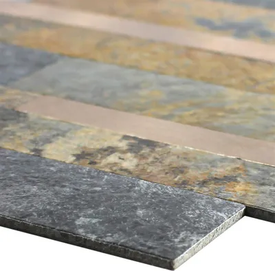 Produktbild von Vinyl Mosaikfliesen Mirbach Selbstklebend Braun Gold