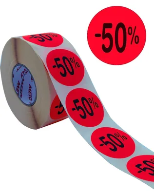 Produktbild von METO -50% Rabatt-Etiketten -50%, 40 mm rund, 1.000 Stück