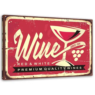 Produktbild von Leinwandbild retro-rotwein 60x40 cm Feeby rot wandbild bereit zum aufhängen