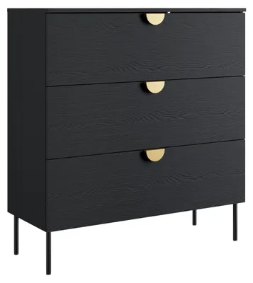 Produktbild von Kommode MERONA 27 – 3 Schubladen (100×107×40 cm) – Schwarz Graphit