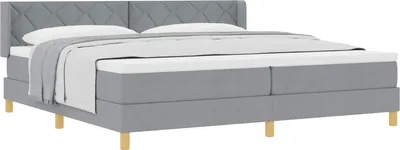 Zdjęcie produktu dla Łóżko sprężynowe z materacem Jasnoszary 200 x 200 cm tkanina