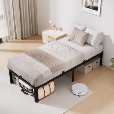 Produktbild von KUTAS Klassische Betten 90x200, Metallbett Schwarz mit 32 cm Stauraum, leises Bettgestell für Schlafzimmer