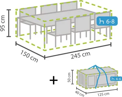 Produktbild von Schutzhüllen Set: Abdeckung für Gartenmöbel 245x150cm + Hülle für 4-6 Kissen
