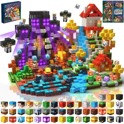 Produktbild von Set aus 220 magnetischen Bauklötzen, pädagogisches Spielzeug für Kinder