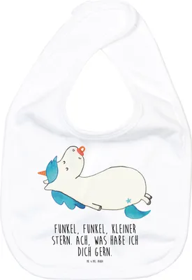 Produktbild von Mr. & Mrs. Panda Schlabberlatz Einhorn Schnuller - Weiß - Geschenk, Säugling, Baby, Einhörner, Sabberlätzchen, Unicorn, Schlabberlätzchen, Sabber Lätzchen, Für Babys