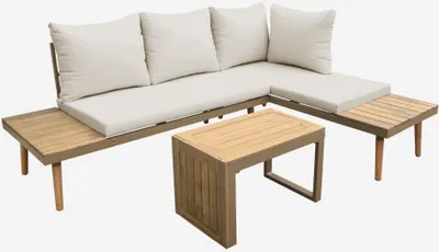 Produktbild von sweeek - Modulares Gartenmöbelset aus Aluminium und Akazienholz, 4-Sitzer - Braun