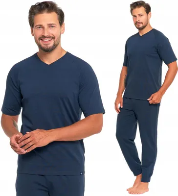 Produktbild von Glatter HERREN-PYJAMAS Elegante Kurze Ärmel Lange Hose Baumwolle MORAJ XXL