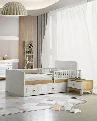 Image de Lit + table de nuit Chambre à coucher Chambre d'enfants Set de meubles noir 2pcs.