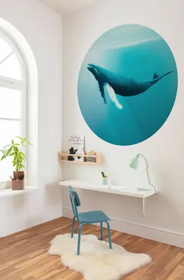 Produktbild von Komar Vlies Fototapete rund und selbstklebend - Whale Watching - Größe: 125 x 125 cm (Breite x Höhe)