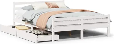 Produktbild von vidaXL Massivholzbett ohne Matratze Weiß 140x200 cm Kiefernholz
