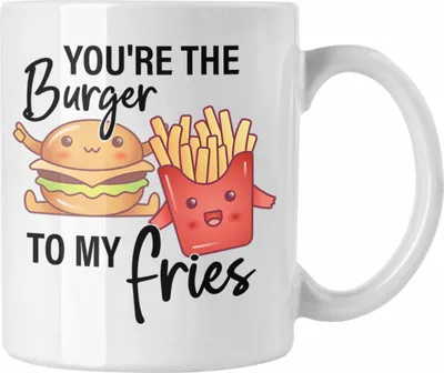 Produktbild von Trendation - Lustige Tasse zum Valentinstag Freundin Freund Geschenk Liebe Paare Du Bist der Burger zu Meinen Pommes Beste Freundin Geschenkidee (Weiß)