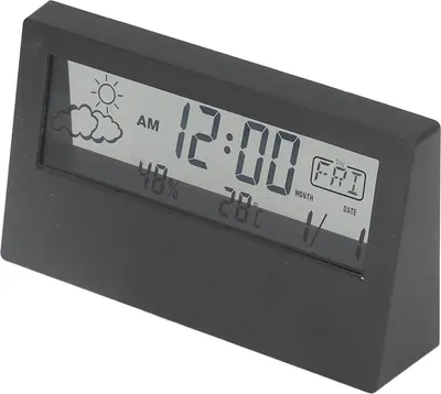 Zdjęcie produktu dla Budzik LCD przezroczysty, wielofunkcyjny, duży ekran, zasilany bateryjnie, cyfrowy budzik do domu, podróży, czarny