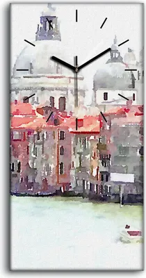 Produktbild von Wanduhr Bürouhr Leinwand Bild Geräuschlos Kunstdruck 30x60 Venedig Italien Stadt - schwarze Hände