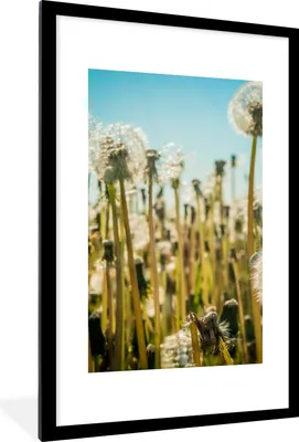 Produktbild von MuchoWow® Gerahmtes Poster Blumen - Löwenzahn - Gras 60x90 cm - Poster mit Schwarzem Bilderrahmen Wandposter Rahmen Foto Bilder - Dekoration - Wandposter Wohnzimmer - Hochwertig