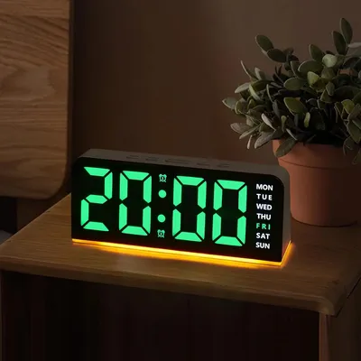 Image de Réveil numérique - Horloge LED - Fonction réveil - Grand écran - 16 cm - Noir