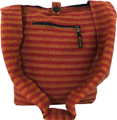 Produktbild von Sadhu Bag Gestreift, Goa Tasche, Schulterbeutel - Orange, Uni - Erwachsene, Baumwolle, 35*35*25 cm, Alternative Umhängetasche, Handtasche aus Stoff