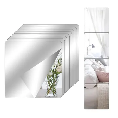 Produktbild von 8 Stück HD Klebespiegel Selbstklebend Acryl Fliesenspiegel 20*20cm Spiegel zum Aufkleben, Kein Glasspiegel, Dekospiegel Wandspiegel für Badezimmer