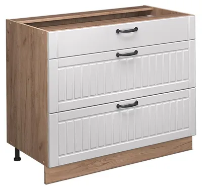 Immagine prodotto di Mobiletto base per cucina Vicco Fame-Line Bianco rustico/Rovere dorato 100 cm senza piano di lavoro, Model 61639