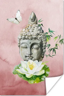 Produktbild von MuchoWow® Poster Buddha - Gesicht - Schmetterling 20x30 cm - Papierdruck
