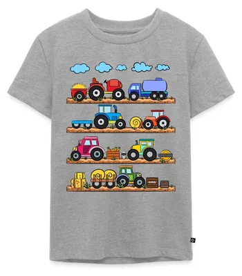 Produktbild von Spreadshirt Fahrzeuge Auf Dem Bauernhof Kinder Premium T-Shirt, 110/116 (4 Jahre), Grau meliert