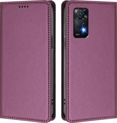 Produktbild von Handyhülle für Xiaomi Redmi Note 11 Pro 5G/4G/Note 12 Pro 4G, Kunstleder Klapphülle Stoßfeste Magnetische Hülle mit Ständer Lila