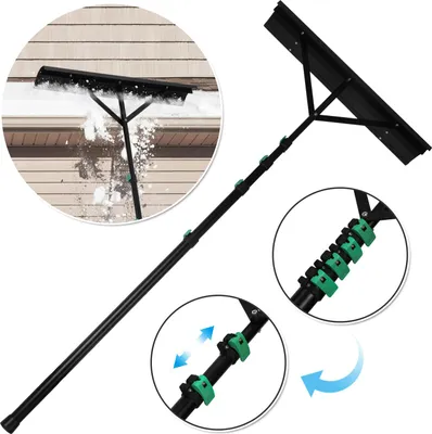 Obrázok produktu pre Odstraňovač snehu Ikodm, 4,8 m, teleskopický, na strechu, hliníkový, rozmery 70x15 cm, s gumovou hranou, vhodný pre solárne panely