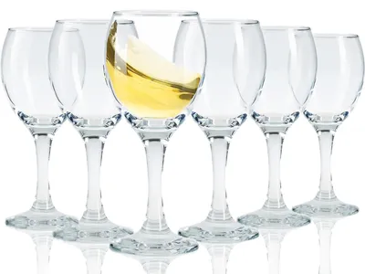 Borrelgläser mit Stiel, 6er-Set, 130 ml, transparent, Glas, langlebig