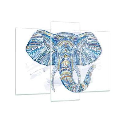 Produktbild von Bilder auf glas - Elefant Muster Tierwelt Afrika - 130x100cm - Glasbilder - Wandbilder - Kunstdruck - zum Aufhängen bereit - Wanddekoration aus Glas - Glas Bilder - Wandbild auf Glas - GCB130x100-3089