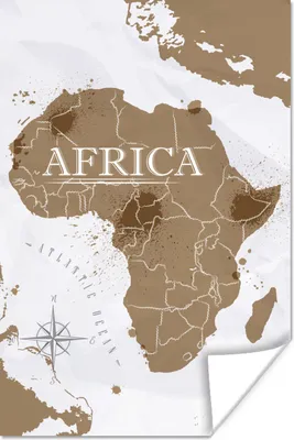 Produktbild von MuchoWow® Poster Weltkarte - Braun - Afrika 80x120 cm - Papierdruck
