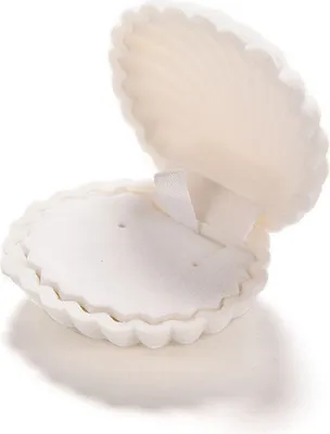 Produktbild von Niedliche Muschel-Samt-Geschenkbox, Ring-Anhänger, Schmuck, Ohrringe, Aufbewahrungsvitrine-Weiß
