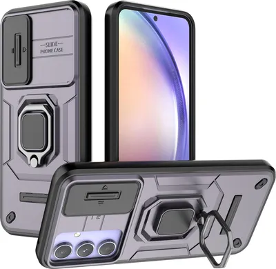 Produktbild von Hülle für Samsung Galaxy A54 Dual Layer Handyhülle Schiebe Kamera Schutz und Ringhalter Ständer Lila