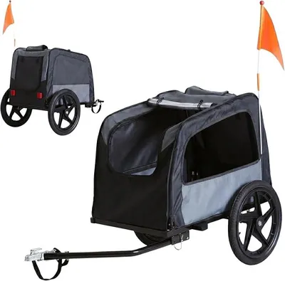 Imagen del producto de Remolque para perros, 2 en 1 (también funciona como carrito), plegable, color  y gris