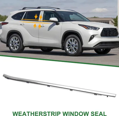 Image de Joint D'Étanchéité De Fenêtre, Bande De Garniture De Fenêtre, Pour Toyota Highlander2015-2021, PVC, Avant Gauche, No.757200E080, Ton Argenté, 1 Pièce