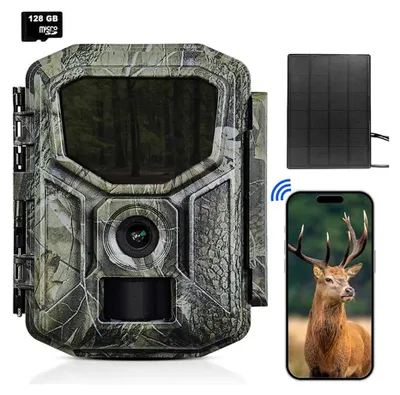 Produktbild von Siltcon® Solar Wildkamera 8K 64MP – WLAN & Bluetooth – No-Glow Nachtsicht – IP67 – 128GB SD – Stativ – 7800mAh Akku