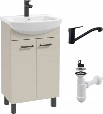 Immagine prodotto di Mobile bagno Stamar con lavabo 50 Cashmere Beige Opaco Pieghevole Rubinetto girevole