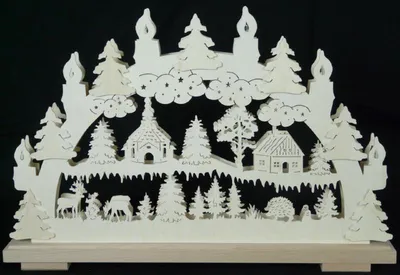 Produktbild von Schwibbogen mit Seiffener Kirche und Beleuchtung BxHxT 50x33x7cm NEU