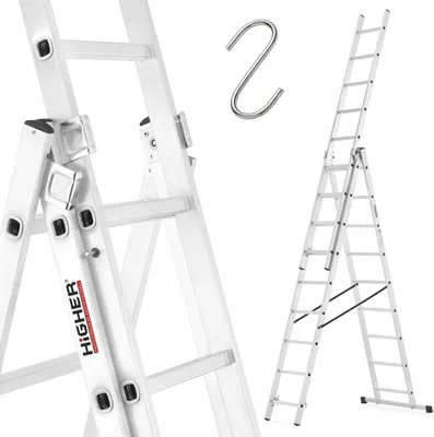Zdjęcie produktu dla Drabina aluminiowa z opcją na schody 3x9 HIGHER 5,06m Hobby 150kg