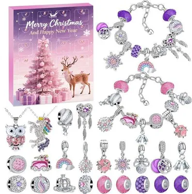 Productafbeelding van Adventskalender 2025 voor dames - 24 dagen - Zelf te maken, leuke kinderadventskalender met kristallen armband - Kerstcadeaus voor meisjes en kinderen