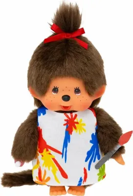 Zdjęcie produktu dla Dziewczyna w malarskiej sukience z warkoczem | 20 cm lalka Monchhichi | Moda