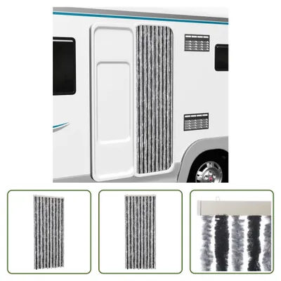 Obrázek produktu pro The Living Store Záclona Fly Curtain Grey and Black 56x200 cm Chenille