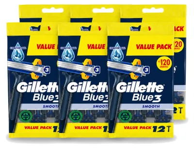 Zdjęcie produktu dla 6 sztuk maszynek do golenia jednorazowych Gillette Blue 3 Smooth - zestaw ekonomiczny
