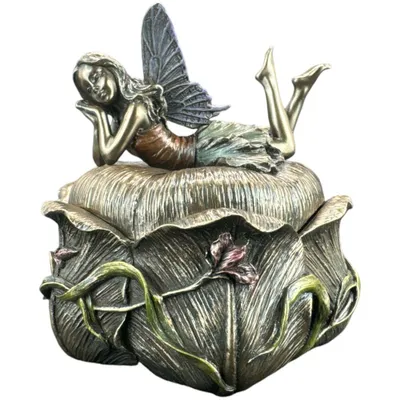 Immagine prodotto di Portagioie fantasy con statuetta di elfo Veronese – Scatola decorativa effetto bronzo per l'arredamento del soggiorno AN10192A4